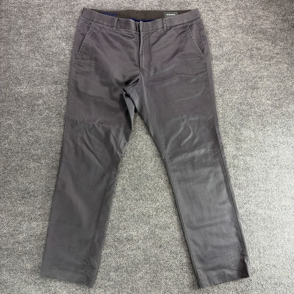 Bonobos Friday Chino Pants Mens 35x30 Slim Fit Charcoal Gray Cotton Twill Office